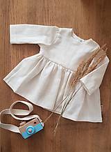 Detské oblečenie - Lastovička - detské ľanové šaty s riasením a dlhými rukávmi (horčicová) - 12620652_