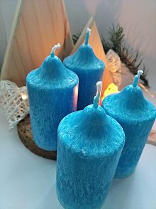Sviečky - adventné sviečky modré 8cm - 12623397_