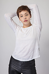 - Dámske ľanové tričko Šalvia biela L - 12631537_
