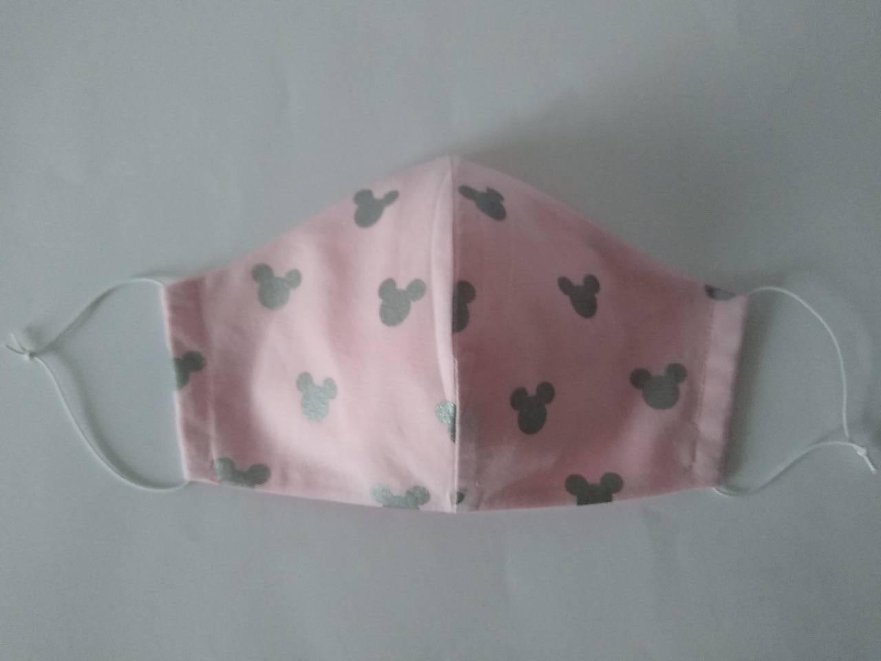 Dizajnové rúško trblietavé hlávky ružové tvarované dvojvrstvové