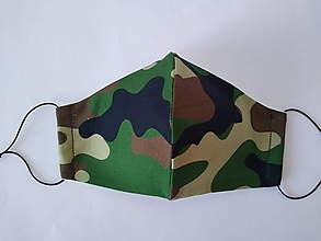 Rúška - Dizajnové rúško maskáč khaki prémiové tvarované dvojvrstvové - 12628834_