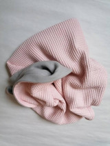 Detská obojstranná deka wafflovo-fleesová, ružovo-šedá