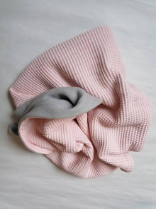 Detský textil - Detská obojstranná deka wafflovo-fleesová, ružovo-šedá - 12629645_
