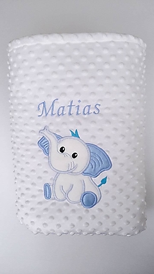 Detský textil - Minky deka s výšivkou sloníka - 12628068_