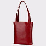 Kabelky - Kožená shopper bag taška (Červená) - 12629749_