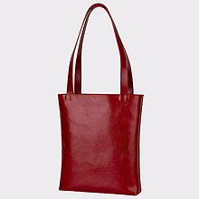 Kabelky - Kožená shopper bag taška (Červená) - 12629749_