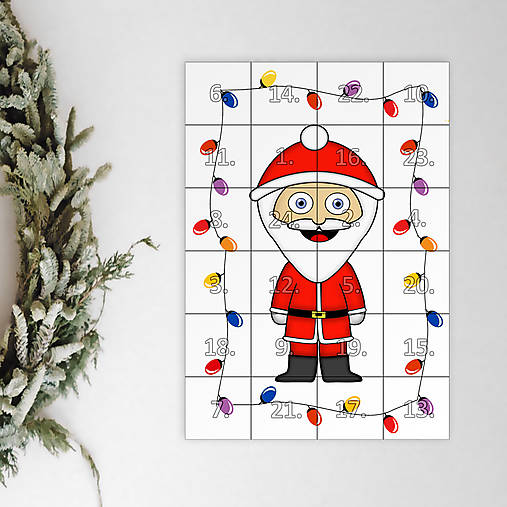 Netradičný adventný kalendár skladačka (detské kostýmy) (Santa (svetielka))