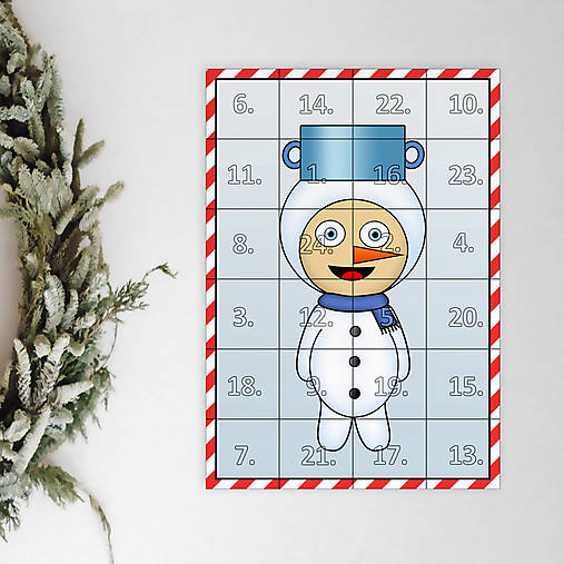 Netradičný adventný kalendár skladačka (detské kostýmy) (snehuliak (sladký))