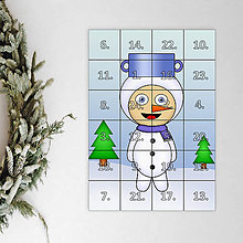 Dekorácie - Netradičný adventný kalendár skladačka (detské kostýmy) (snehuliak (zimná krajinka)) - 12631664_