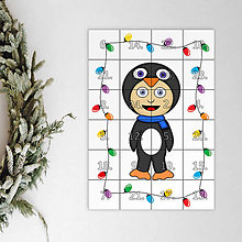 Dekorácie - Netradičný adventný kalendár skladačka (detské kostýmy) (tučniak (svetielka)) - 12631671_