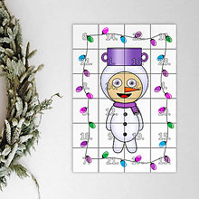 Dekorácie - Netradičný adventný kalendár skladačka (detské kostýmy) (snehuliak (svetielka)) - 12631674_