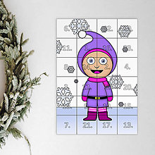 Dekorácie - Netradičný adventný kalendár skladačka (detské kostýmy) (vianočný škriatok (sneh)) - 12631682_