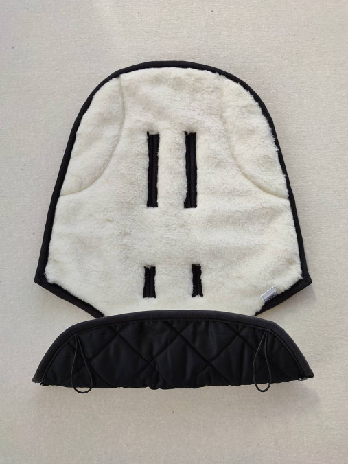 Detský textil - VLNIENKA Vložka do športovej sedačky STOKKE Xplory/ Trailz/ Beat 3 v 1 100% ovčie rúno MERINO ELEGANT Black and White - 12637209_
