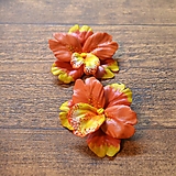 Náušnice - Oranžová orchidea - náušnice pre veselú dámu - 12635338_