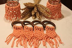 Svietidlá - Handmade makramé svietniky na čajové sviečky v marhuľovej farbe VINTAGE - 12634976_