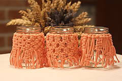 Svietidlá - Handmade makramé svietniky na čajové sviečky v marhuľovej farbe VINTAGE - 12634977_