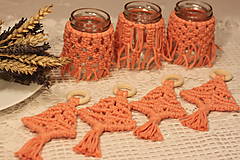 Svietidlá - Handmade makramé svietniky na čajové sviečky v marhuľovej farbe VINTAGE - 12634979_