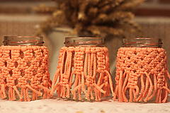 Svietidlá - Handmade makramé svietniky na čajové sviečky v marhuľovej farbe VINTAGE - 12634981_