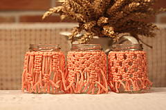 Svietidlá - Handmade makramé svietniky na čajové sviečky v marhuľovej farbe VINTAGE - 12634985_