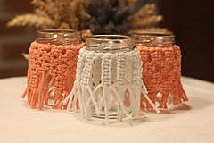 Svietidlá - Handmade makramé svietniky na čajové sviečky v marhuľovej farbe VINTAGE - 12635011_