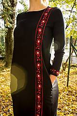 Šaty - Vyšívané tunikové šaty Pliešovce - čierne (M) - 12636086_