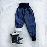 Detské oblečenie - Zimné softshellové nohavice jeans zateplené s barančekom - 12632602_