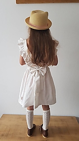Vtáča - dievčenské ľanové šaty s volánmi a mašľou (ivory)