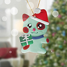 Dekorácie - Vianočná mačička na stromček (fľakatá) - 12634324_