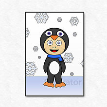 Grafika - Vianočná grafika detské kostýmy - tučniak (sneh) - 12636925_