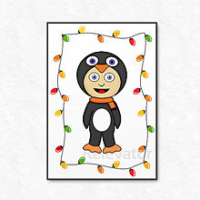 Grafika - Vianočná grafika detské kostýmy - tučniak (vianočné žiarovky) - 12636927_
