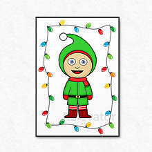 Grafika - Vianočná grafika detské kostýmy - vianočný škriatok (vianočné žiarovky) - 12636975_