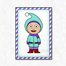 Grafika - Vianočná grafika detské kostýmy - vianočný škriatok (pásiky) - 12636977_
