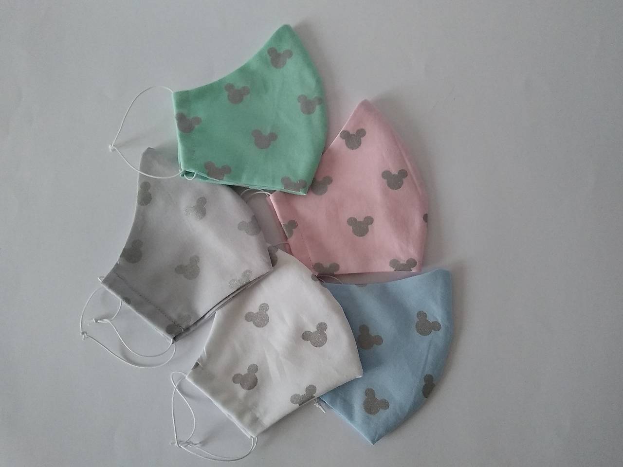 Set hlávky pastel dizajnové rúška tvarované dvojvrstvové