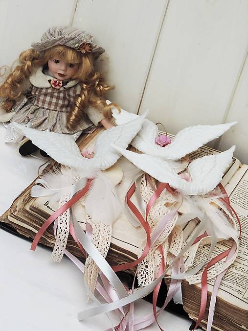Dekorácie - Shabby chic anjelské krídla na stromček (maxi) - 12641009_