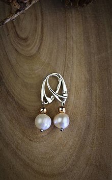 Náušnice - pravé perly a hematit náučnice , patenty striebro - 12641485_