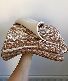 Detský textil - Detská deka, "Nórsky vzor", OEKO-TEX®, Hnedý melír/smotanová podšívka - 12645978_