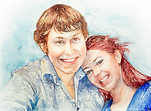 Obrazy - Akvarelový obraz na želanie - Rodinný portrét - 12648618_