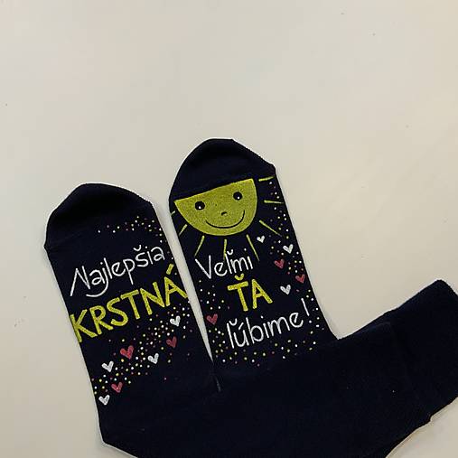 Maľované ponožky pre najlepšiu /výnimočnú KRSTNÚ (Čierne)