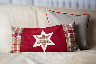 Úžitkový textil - Dekoračný poťah na vankúš - červený hviezdička - 12647949_