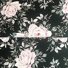 Textil - ruže na čiernom, extra kvalitný 100 % bavlnený perkál, šírka 150 cm - 12650308_