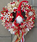 Dekorácie - Vianočný veniec adventny alebo na dvere s jutou (Červený škriatok celý) - 12652712_