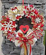 Dekorácie - Vianočný veniec adventny alebo na dvere s jutou (Červené korčule) - 12652741_