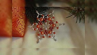 Dekorácie - Vianočná hviezda Trio - jednoduchá (oranžová-biela 2 - plastové korálky) - 12655232_