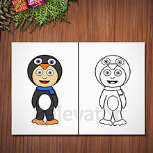 Hračky - Vianočné detské kostýmy - omaľovánka (tučniak) - 12652408_