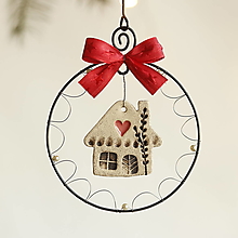 Dekorácie - vianočná dekorácia domček- vianoce (červená) - 12658209_
