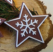 Dekorácie - Vianočné ozdoby na stromček (Hnedá - hviezda s vločkou 1ks) - 12661075_