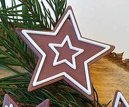Dekorácie - Vianočné ozdoby na stromček (Hnedá - hviezda s hviezdou 1ks) - 12661076_