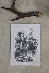 Kresby - Tekvicová čarodejnica s lucernou Art Print - 12661354_
