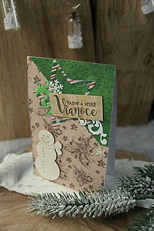 Papiernictvo - snehuliak _ vianočná pohľadnica - 12666525_