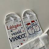 Ponožky, pančuchy, obuv - Maľované vianočné ponožky (biele s nápisom: “Láskyplné a veselé VIANOCE ..." (sada 2 párov)) - 12666031_